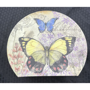 Susan Winget Butterfly Themed Hinged Decorative Trinket Hat Box Vintage